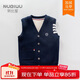 努比屋 兒童馬甲男孩秋季馬夾大童外穿背心男童春秋坎肩衣服 藏青色 120