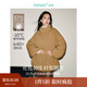 茵曼（INMAN）2025秋冬女裝新款設計感A字花苞廓形羽絨服季小立領(lǐng)腰帶棉外套 淺咖色 S