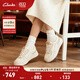 Clarks其樂(lè )輕盈系列女鞋新品透氣時(shí)尚厚底簡(jiǎn)約輕盈防滑休閑板鞋 白色 261747264 37