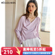 Olrain歐芮兒法式雪紡衫女春季2025新款設(shè)計(jì)感蕩領(lǐng)飄帶氣質(zhì)襯衣 紫羅蘭色 M