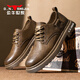 公牛世家【新年禮物】男鞋冬季百搭增高休閑皮鞋英倫風(fēng)工裝鞋低幫馬丁靴男