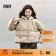 森馬（Semir）棉服女拼接寬松棉衣復古時(shí)尚2024冬季新款毛絨連帽面包服潮流 灰色調00322 M