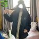 馨顏黑色棉服棉衣2025新款冬季韓版學(xué)生潮牌寬松男女立領(lǐng)加厚面包服女 黑色  S 85-95斤
