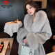皮爾卡丹（pierre cardin）2025秋冬新款灰色雙面呢羊絨大衣女仿狐貍毛領(lǐng) 加毛領(lǐng)灰色 S