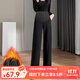 婧麒孕婦褲子秋冬外穿闊腿褲加絨加厚大碼直筒長(cháng)褲休閑褲孕婦冬裝 黑色【加絨保暖 銀狐絨】 XXXL 可穿至200斤