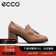 愛(ài)步（ECCO）高跟鞋女 優(yōu)雅流蘇深口牛皮粗跟正裝單鞋女  雕塑奢華222663 HL 淺棕色22266301291 35