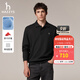 哈吉斯（HAZZYS）男裝 秋季polo領(lǐng)男上衣棉彈寬松翻領(lǐng)衛衣男ABTZE0CCX37 黑色BK XL （180/100A 50）
