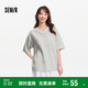 森馬（Semir）短袖T恤女中長(cháng)款V領(lǐng)蕾絲繡花2025夏oversize上衣氣質(zhì)109325100033