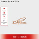 CHARLES&KEITH25秋新品四葉草系列鑲鉆閉口戒指配飾生日禮物CK5-31470143 Rose Gold玫瑰金色 M
