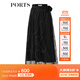 PORTS寶姿女士半身裙優(yōu)雅氣質(zhì)logo刺繡網(wǎng)紗系帶半裙SM8S024MLQ005 黑色 S (4)