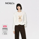 MO&Co.長(cháng)袖T恤2025冬新品棉質(zhì)萌寵系列抽象小狗懷舊印花寬松MBE4TEET05 米白色 XS /155