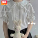 賞峰日系少女可愛(ài)軟妹木耳邊Lolita基礎短袖內搭jk襯衫娃娃領(lǐng)寶學(xué)生 主圖款 S 75斤-95斤