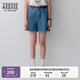 Teenie Weenie小熊牛仔短褲女夏季韓版簡約休閑松緊高腰時尚牛仔褲女 深藍色 S (160)