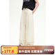 ELLE KIDS25夏季新款女童假日風(fēng)闊腿褲寬松直筒褲撞色透氣休閑褲子