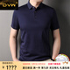 DVW國(guó)際男裝品牌短袖T恤男中老年夏季薄款純棉商務(wù)休閑純色polo上衣 高端藏青 2XL 54【140-160斤】
