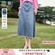 香影牛仔a字半身裙女2025秋季新款高腰顯瘦遮胯復古包臀中長(cháng)裙子 牛仔藍 S