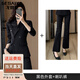 戈賽亞（gesaiya）商務(wù)正裝女長(zhǎng)袖西裝套裝女裝雙排扣職業(yè)套裝春秋冬面試通勤西服 黑色外套+B259喇叭褲 XL