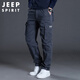 JEEP SPIRIT吉普工裝褲男秋季直筒休閑褲男士寬松多口袋男褲 深灰 XL