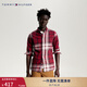 TOMMY HILFIGER秋冬男裝純棉通勤簡(jiǎn)約繡標尖角扣拼色修身格子長(cháng)袖襯衫外套 紅色格子0QJ XL （推薦：155-160斤）