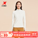 特步（XTEP） 男子半拉鏈長(cháng)袖t恤舒適休閑訓練跑步服內搭速干衣透氣上衣 星云白-吸濕速干（女） M