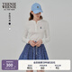 Teenie Weenie小熊女裝長(cháng)袖T恤2025秋季新款半開(kāi)襟溫柔時(shí)尚打底衫 象牙白 S