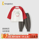 童泰（TONGTAI）嬰兒長(zhǎng)袖套裝春季純棉寶寶衣服兒童休閑外出上衣褲子紅色100cm
