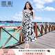香影（xiangying）碎花雪紡吊帶連衣裙女2025夏季新款法式黑色絕美印花沙灘裙子 黑色 XL