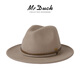 Mr DUCK澳洲超細90支羊毛禮帽男大帽檐秋冬季保暖氈帽休閑高檔英倫紳士帽 大邊淺褐駝（100%超細羊毛）-MW186232 L（適合59-60cm頭圍)