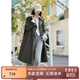 紫涵（ZIHAN）紫涵長(cháng)款翻駁領(lǐng)灰色風(fēng)衣女2025春季新款高級感氣質(zhì)雙排扣休閑外套 灰色 S