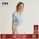 麥檬MM商場(chǎng)同款夏時(shí)尚百搭藍色V領(lǐng)短袖毛針織衫5F4231422 淺藍 S
