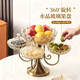 浩齊坊美式輕奢水晶玻璃果盤(pán)多功能創(chuàng  )意多層干果盤(pán)糖果盆客廳茶幾擺設 旋轉青古銅特大號【帶蓋】 3層