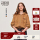 Teenie Weenie小熊女裝連帽衛衣2025秋季新款復古水洗拉鏈短款開(kāi)衫 棕色 L (170)