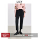 LILY2025冬新款經(jīng)典磨毛加絨彈力黑色休閑褲通勤百搭直筒褲西褲女 510黑 L