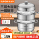 蘇泊爾（SUPOR）蒸鍋304不銹鋼家用高拱蓋蒸籠三層雙層加厚復(fù)底燃氣電磁爐通用鍋 蒸鍋 3層 26cm