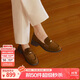 73Hours章若楠同款女鞋風(fēng)笛樂(lè )章2025新款金幣樂(lè )福鞋粗跟小皮鞋時(shí)尚