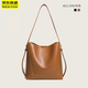 邦帛世簡(jiǎn)約高級質(zhì)感水桶包女2025新款潮百搭大容量上班通勤斜挎托特包 焦糖棕水桶包