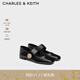 CHARLES&KEITH金屬圓扣兩穿平底瑪麗珍鞋生日禮物CK1-70920166 Black黑色 37 (235)
