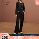 三彩2025冬季新款保暖休閑長(cháng)褲松緊腰寬松直筒褲垂感顯瘦S 深邃灰 M 160/68A 160/68A