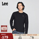 Lee25秋冬新品標準版圓領(lǐng)小Logo貼布男長(cháng)袖T恤 黑色  S 