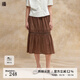 播蕾絲拼接裙擺A字半身裙女商場(chǎng)同款韓系風(fēng)格子長(cháng)裙BDR2BD0935 O91熔巖格 M