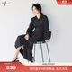 伊芙麗（eifini）蔣欣代言圍裹式假兩件式襯衫式連衣裙2025春季新款通勤職場(chǎng)裙 藏青 S 80-105斤