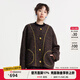 幻走（MOVEUP）2025冬季新款.FUN系列口袋撞布包邊彩點(diǎn)短款毛呢外套女 咖啡 L
