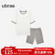 ubras純色舒適柔軟水果全棉家居服睡衣女短袖長(cháng)褲短褲套裝情侶款軟棉棉 【短袖短褲】男款-奶糖白色 L