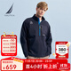 諾帝卡（NAUTICA）【商場(chǎng)同款】春夏新款拼接撞色航海風(fēng)格半開(kāi)襟衛衣KS4306 藏青4NV XL
