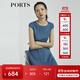 PORTS寶姿商場(chǎng)同款新品女裝氣質(zhì)純色修身短袖連衣裙LL8N021RWE005 灰燼藍 L (8)