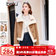 百圖betu女裝冬新款短外套雙面穿環(huán)保羊剪絨大翻領(lǐng)外套女2311T79 卡其色 M