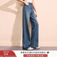 香影直筒牛仔褲女2025秋季新款窄版高腰顯瘦寬松百搭復(fù)古垂感長褲 牛仔藍(lán) M
