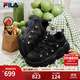 FILA 斐樂(lè )女鞋運動(dòng)鞋豌豆鞋加絨老爹鞋2025冬季新款厚底鞋舒適休閑鞋 黑-BK 38.5