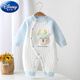 迪士尼（Disney）嬰兒衣服春秋冬款加厚保暖衣服新生兒寶寶夾棉連體衣嬰兒秋季爬服 藍(lán)色 59cm 建議0-3個(gè)月8-12斤