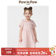 PawinPaw卡通小熊童裝25年春夏新款女寶寶花邊翻領(lǐng)連衣裙簡(jiǎn)潔格紋